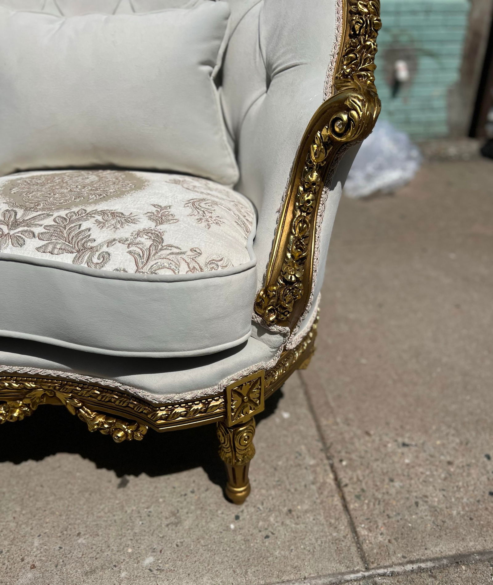 1960s Louis XV 3 Piece Gold Leaf Wood Salon Sofa Set Settee Set - 5