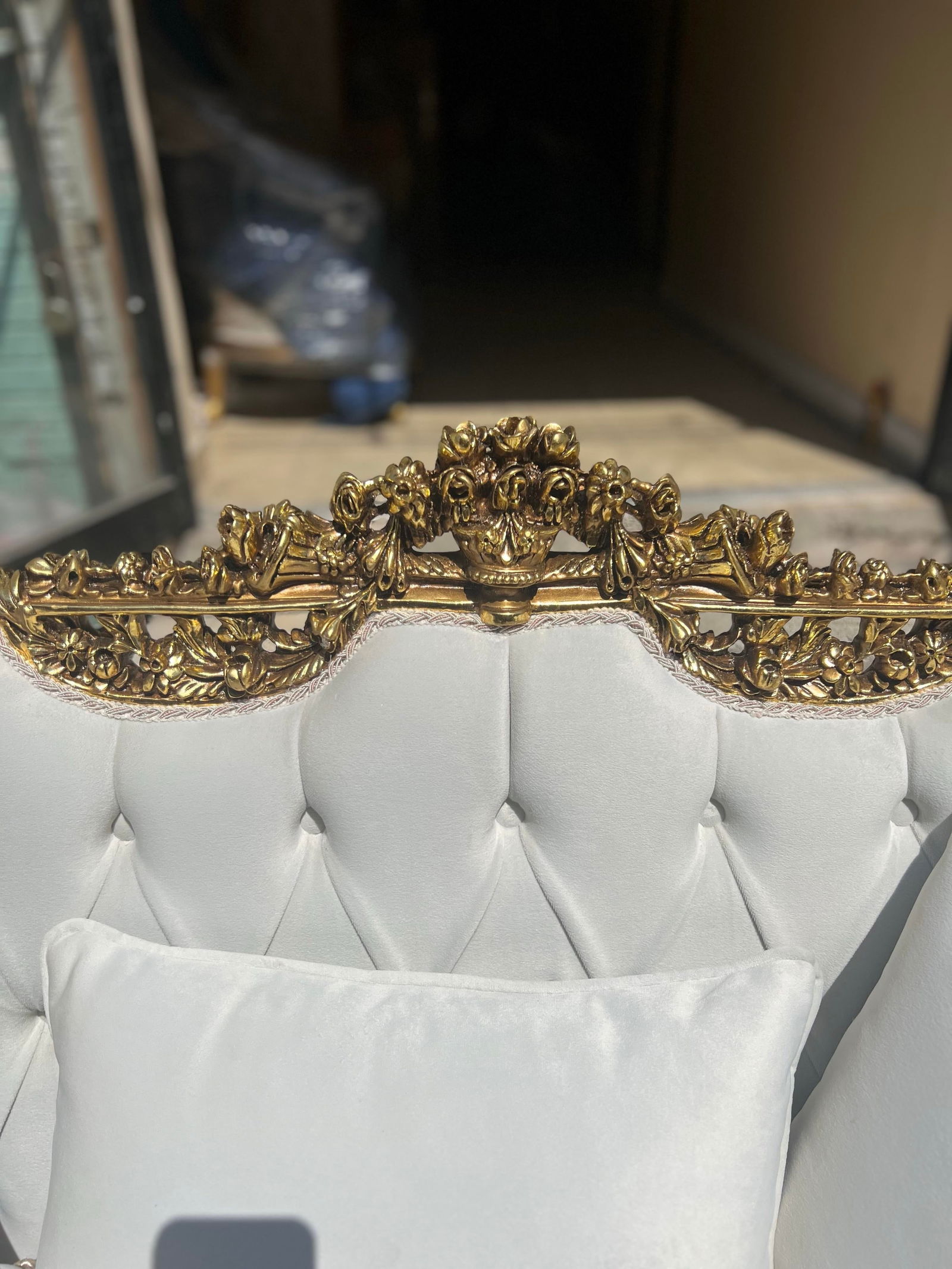 1960s Louis XV 3 Piece Gold Leaf Wood Salon Sofa Set Settee Set - 6