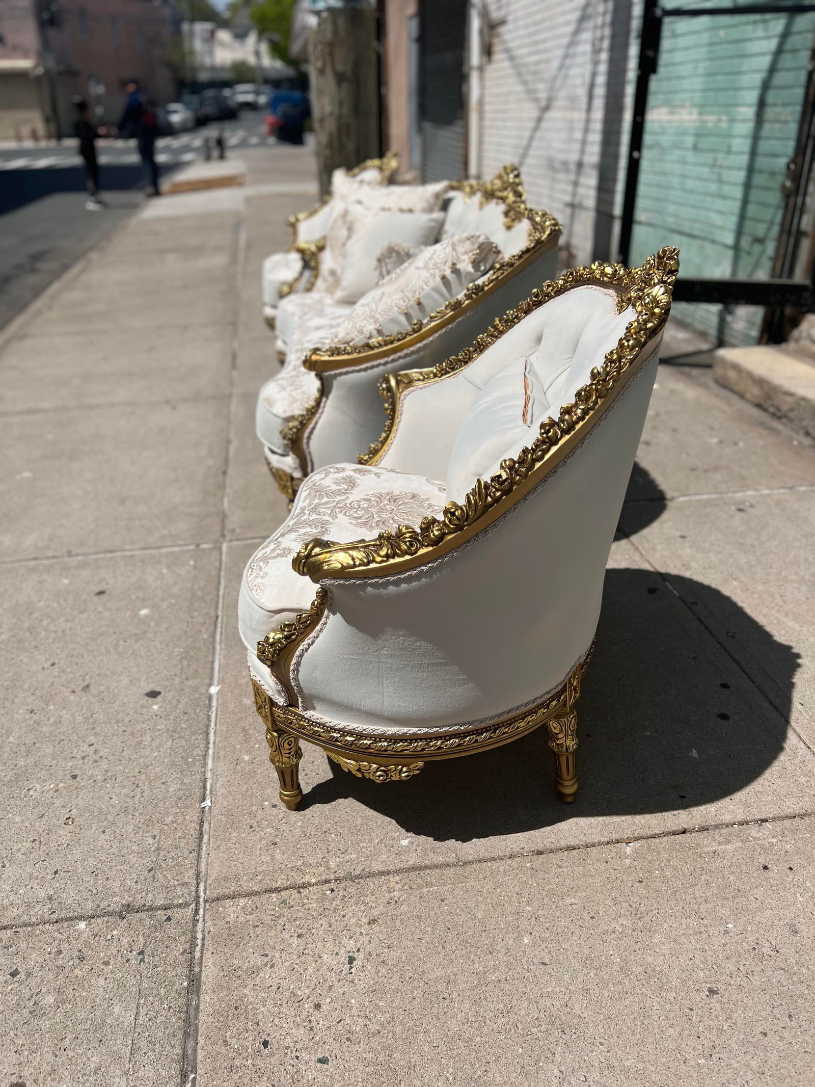 1960s Louis XV 3 Piece Gold Leaf Wood Salon Sofa Set Settee Set - 8