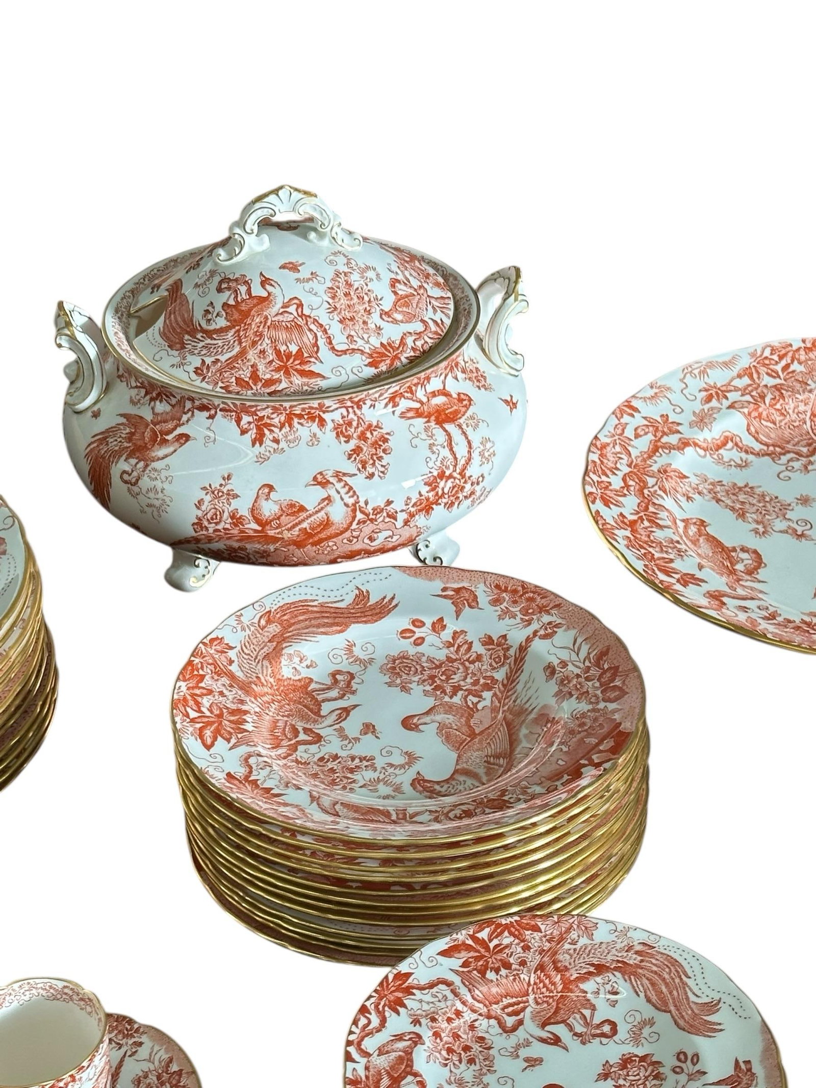 Late 20th Century Royal Crown Derby "Red Aves" Extensive Dinner & Tea Service "” 64 Pieces - 11