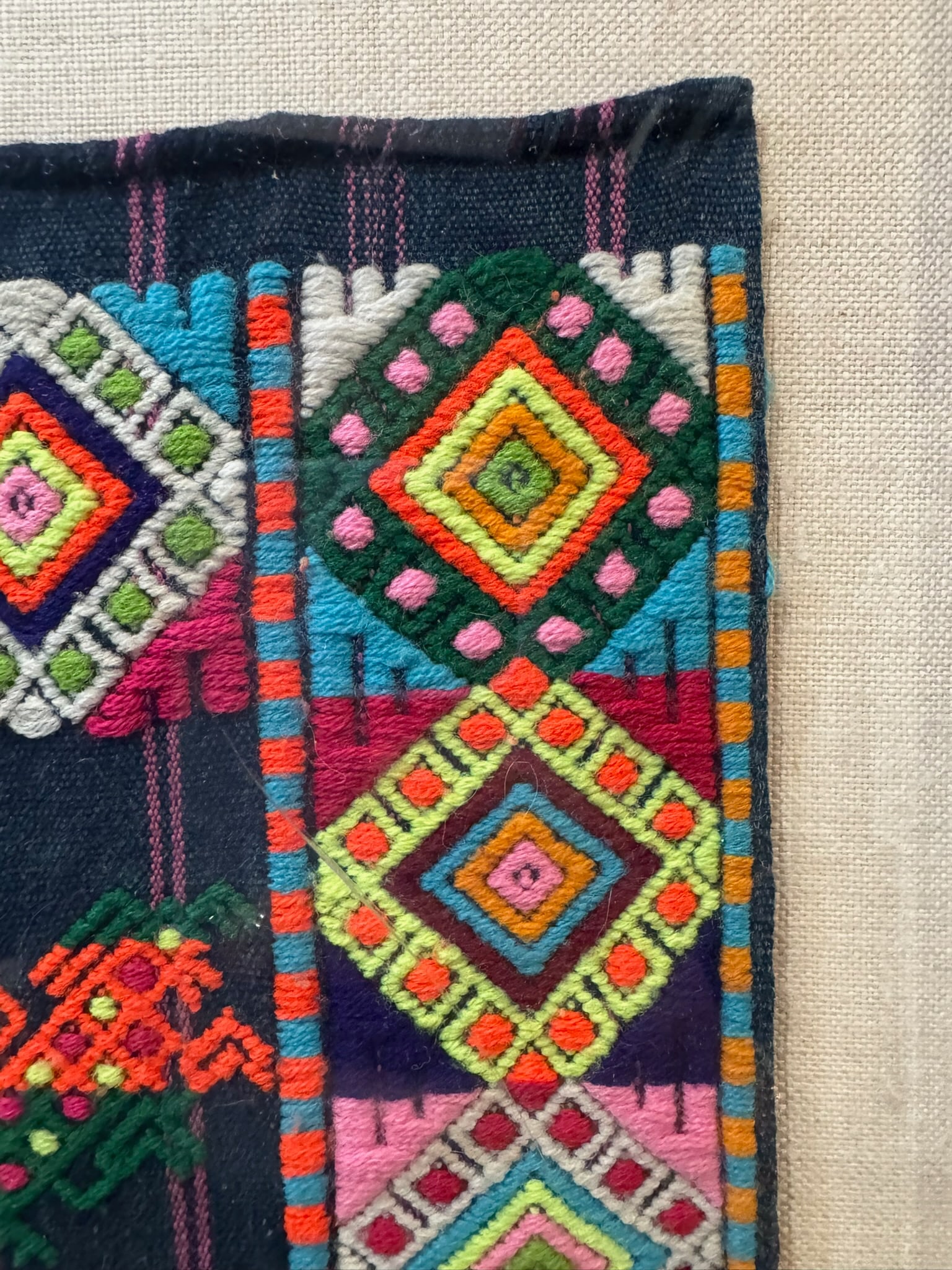 Framed Vintage Guatemalan Maya Narrative Embroidered Textile Folk Art - 3