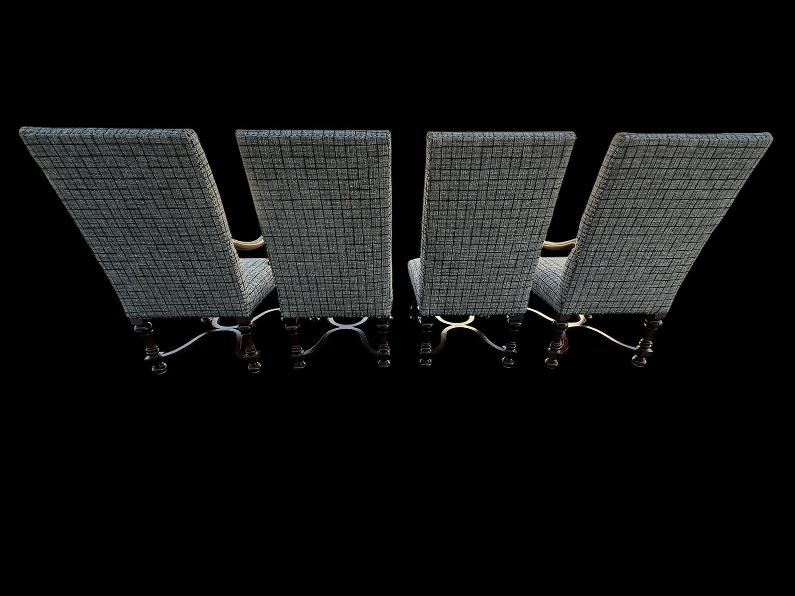 Late 20th Century Bernhardt Tall Back Nailhead Walnut Dining Chairs - Set of 4 - 6