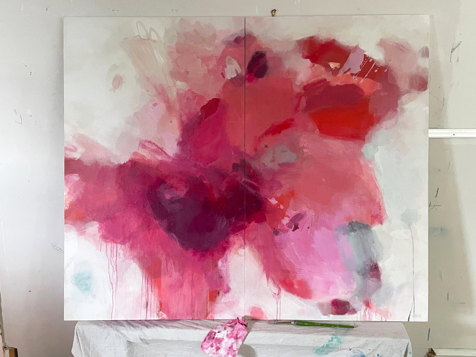 I Feel You Always Contemporary Abstract Painting in Bold Red Tones by Stacey Warnix - 10