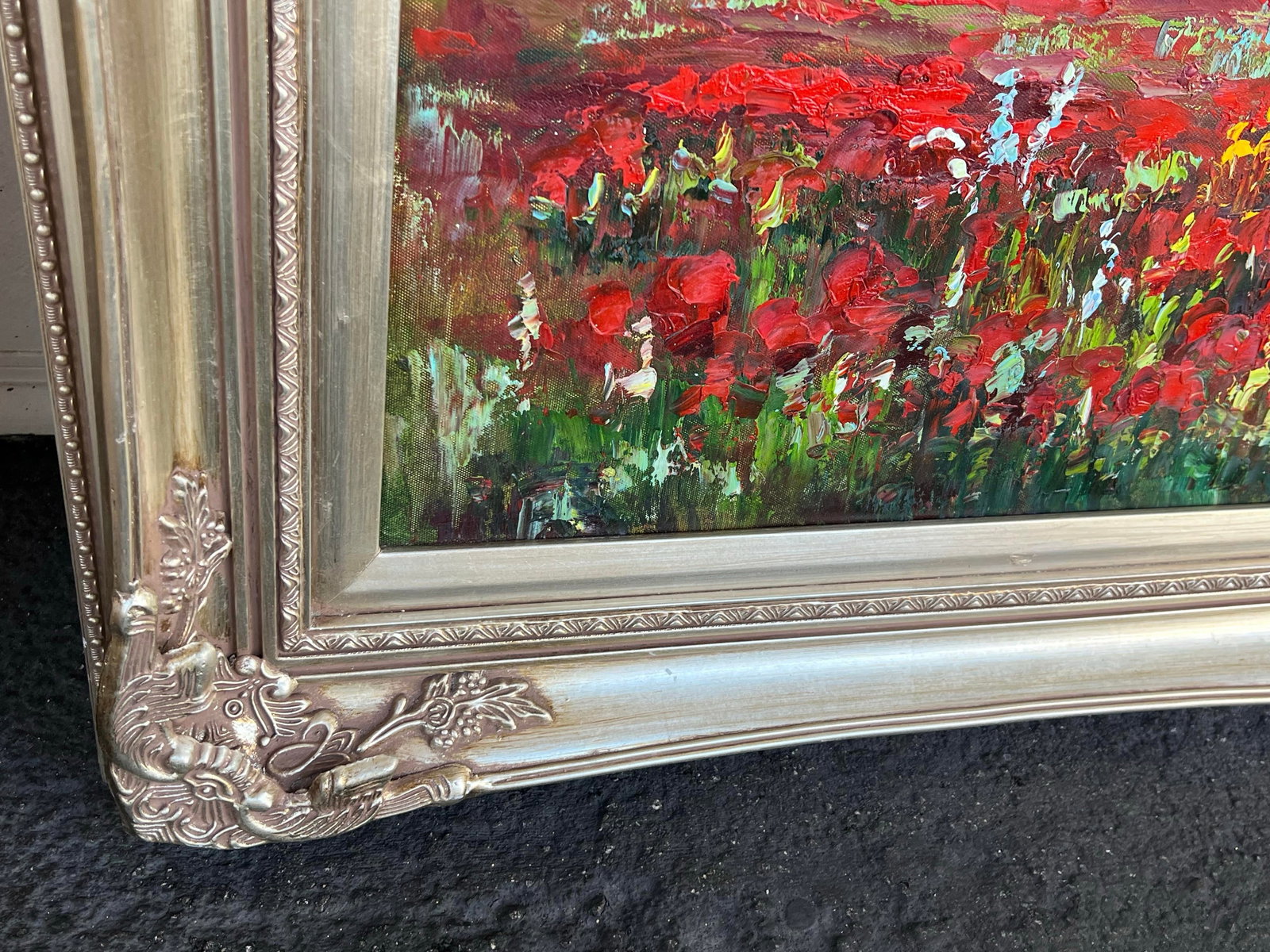 Late 20th Century Large Signed Landscape Painting With Poppy Fields - 5