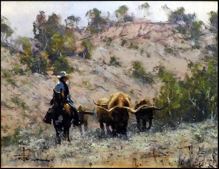Outback Trek Contemporary Western Landscape Oil Painting by Robert Hagan, Framed - 3