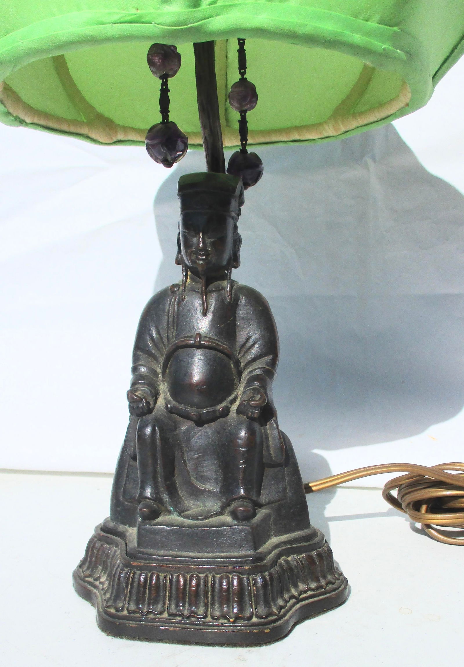 Chinese Ming Bronze Ancestor Figure Mounted as Lamp - 4