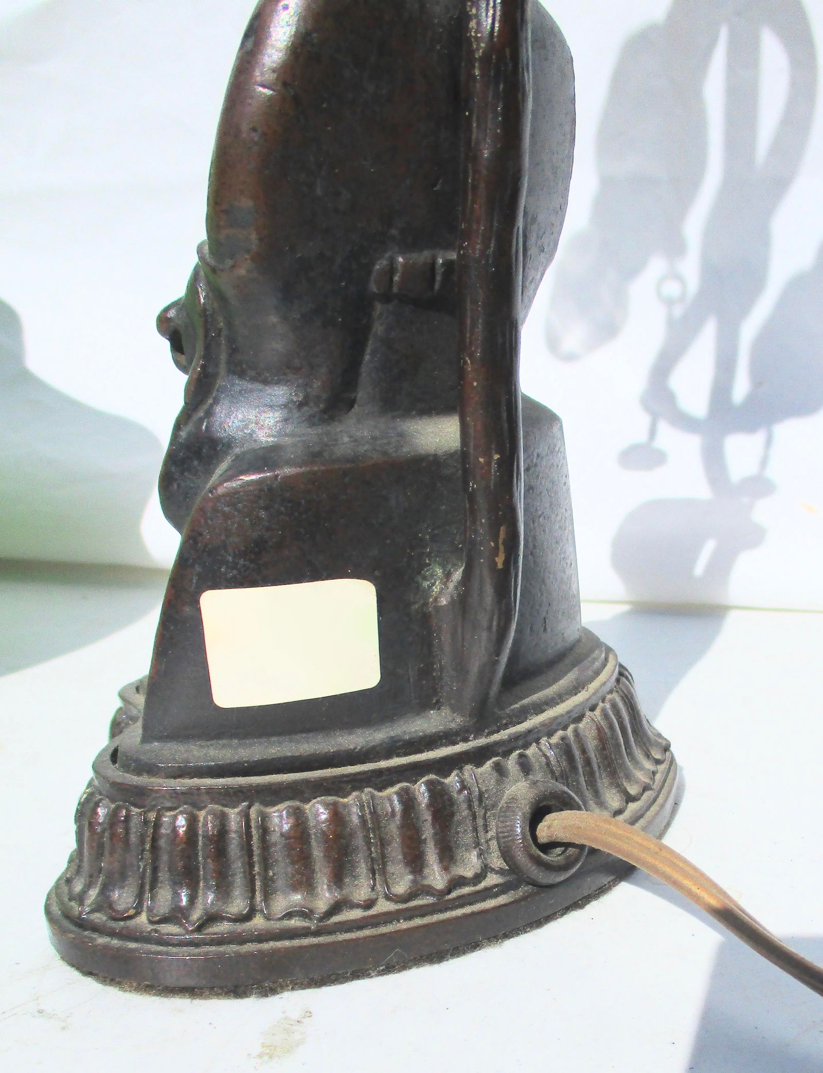 Chinese Ming Bronze Ancestor Figure Mounted as Lamp - 5