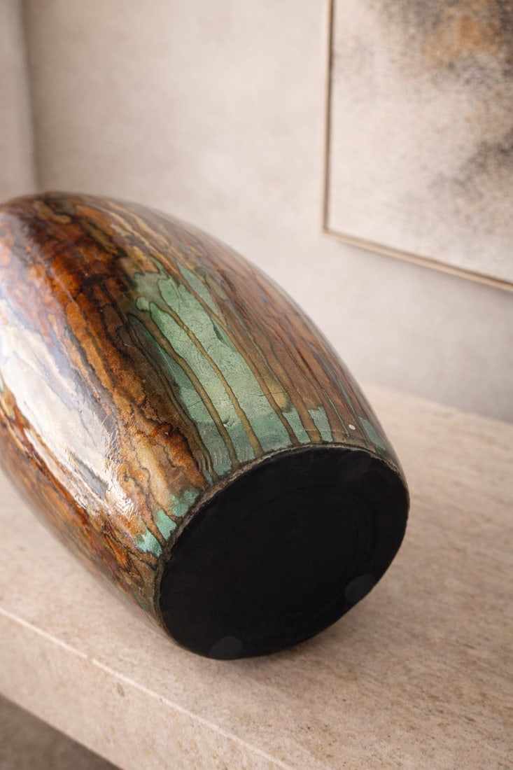 Late 20th Century 18" Sculptural Multicolor Art Pottery Vase – Organic Glaze Studio Style - 4