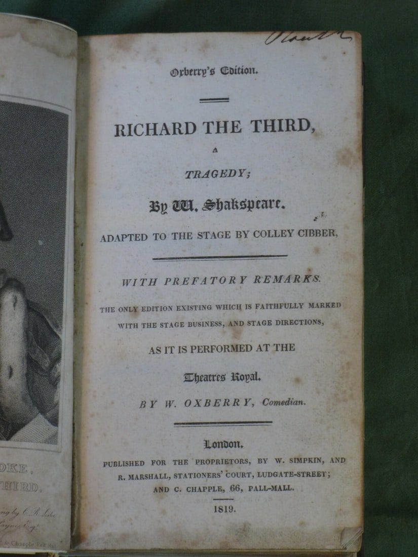 Antique Book Oxberry's English Dama Rare Edition 9 Plays C. 1818 Shakespeare Fine Rebinding - 2