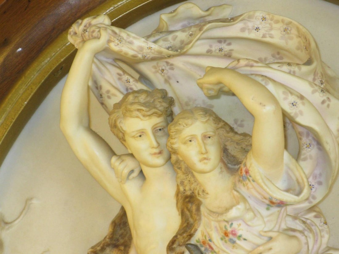 Antique Porcelain Plaque, "The Storm" (La TempÃªte) After: French Artist Pierre Auguste - 10