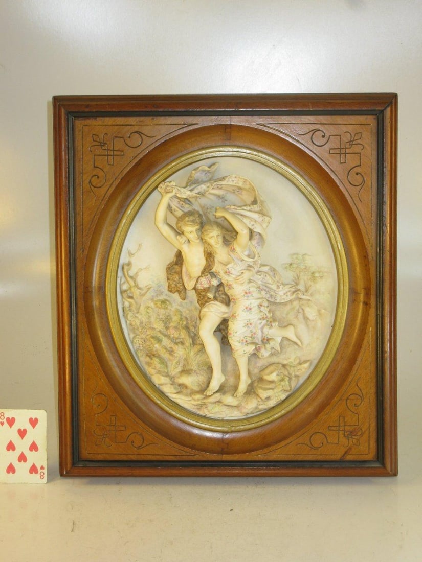 Antique Porcelain Plaque, "The Storm" (La TempÃªte) After: French Artist Pierre Auguste - 12