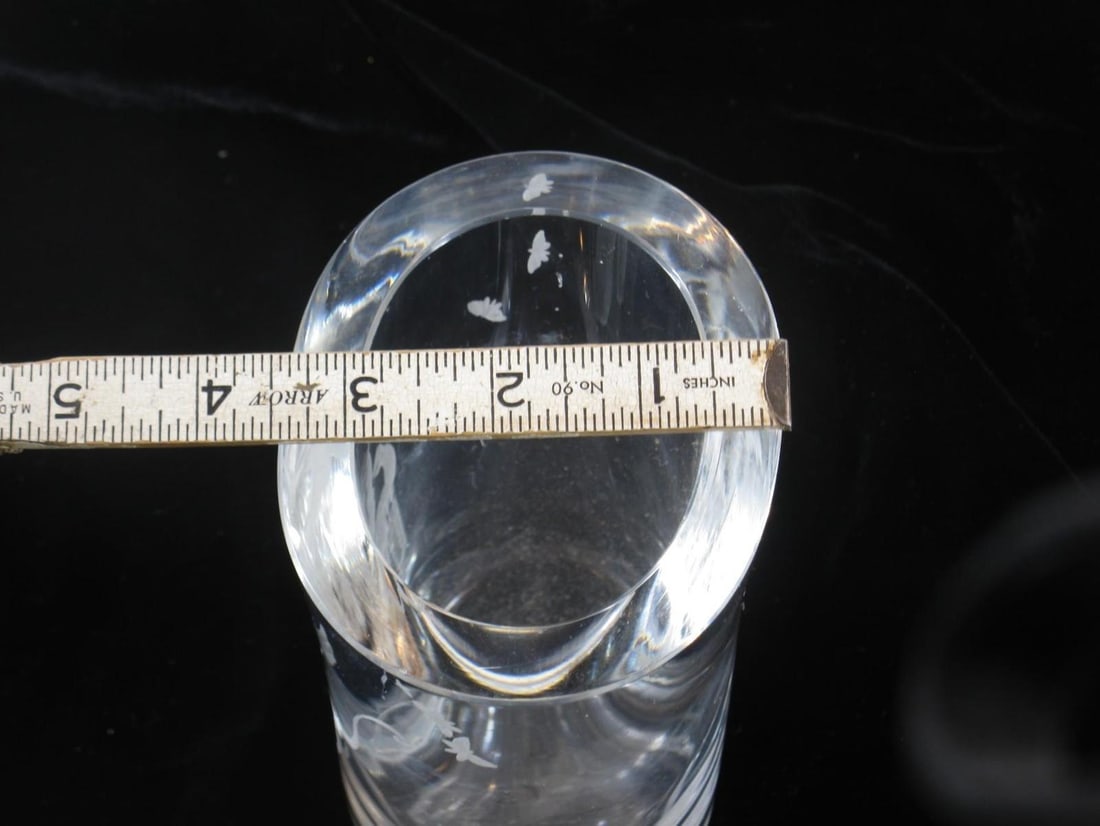 Mid 19th Century Vase Swedish Crystal Cupid Boy, 6" Engraved Naked Cherub, Kjellander Glass - 4