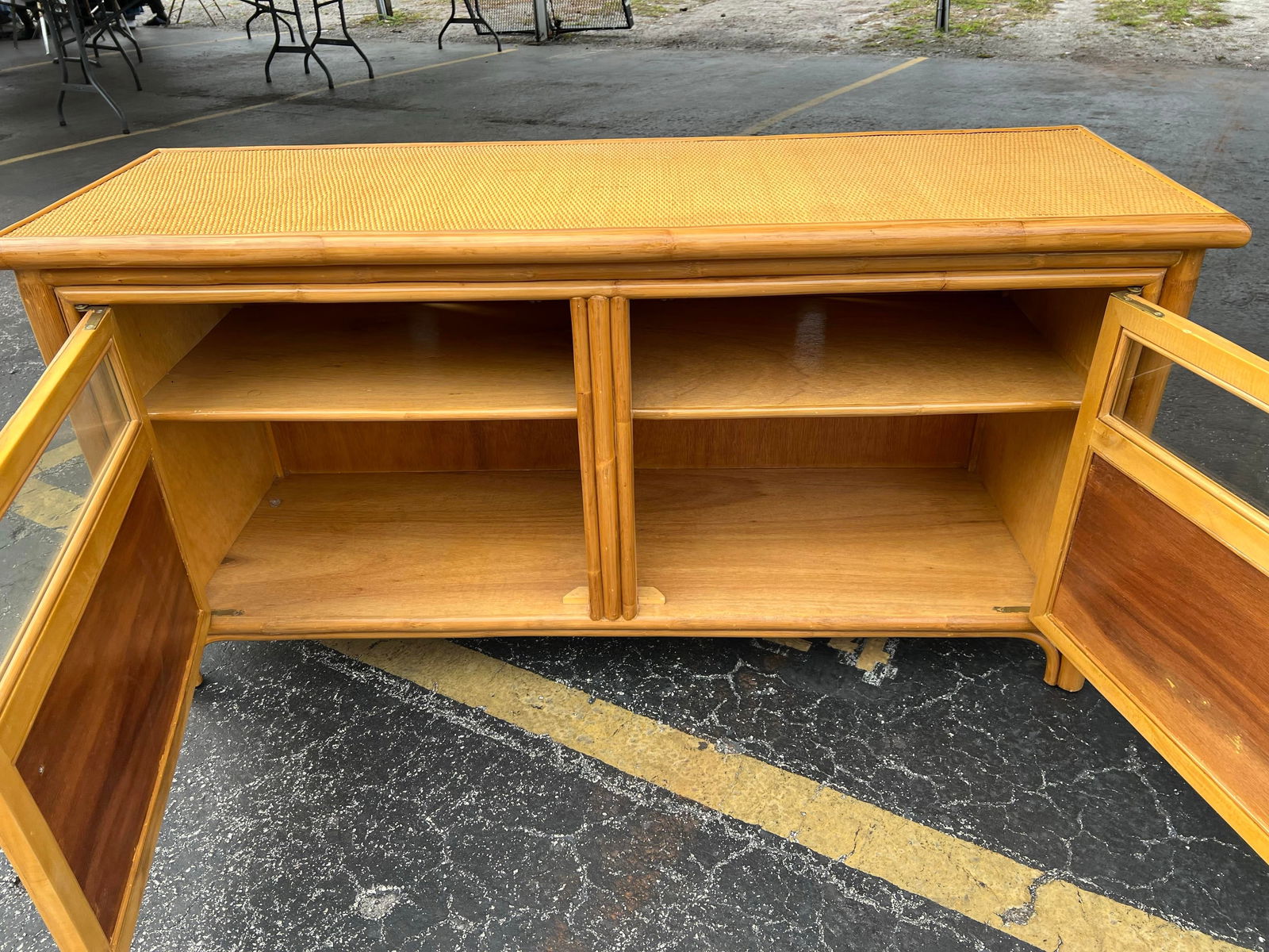 Late 20th Century Large Rattan Island Style Tv Stand, Sideboard, Sideboard - 3