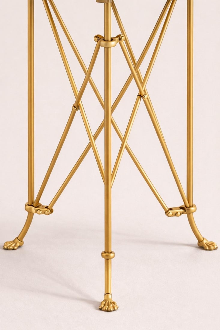 Vintage Hollywood Regency Brass X-Base Tray Side Tables – Sculptural Glam Accent Pair - 3