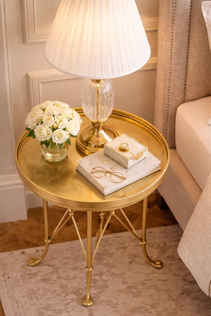 Vintage Hollywood Regency Brass X-Base Tray Side Tables – Sculptural Glam Accent Pair - 6