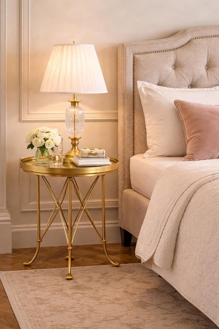 Vintage Hollywood Regency Brass X-Base Tray Side Tables – Sculptural Glam Accent Pair - 7