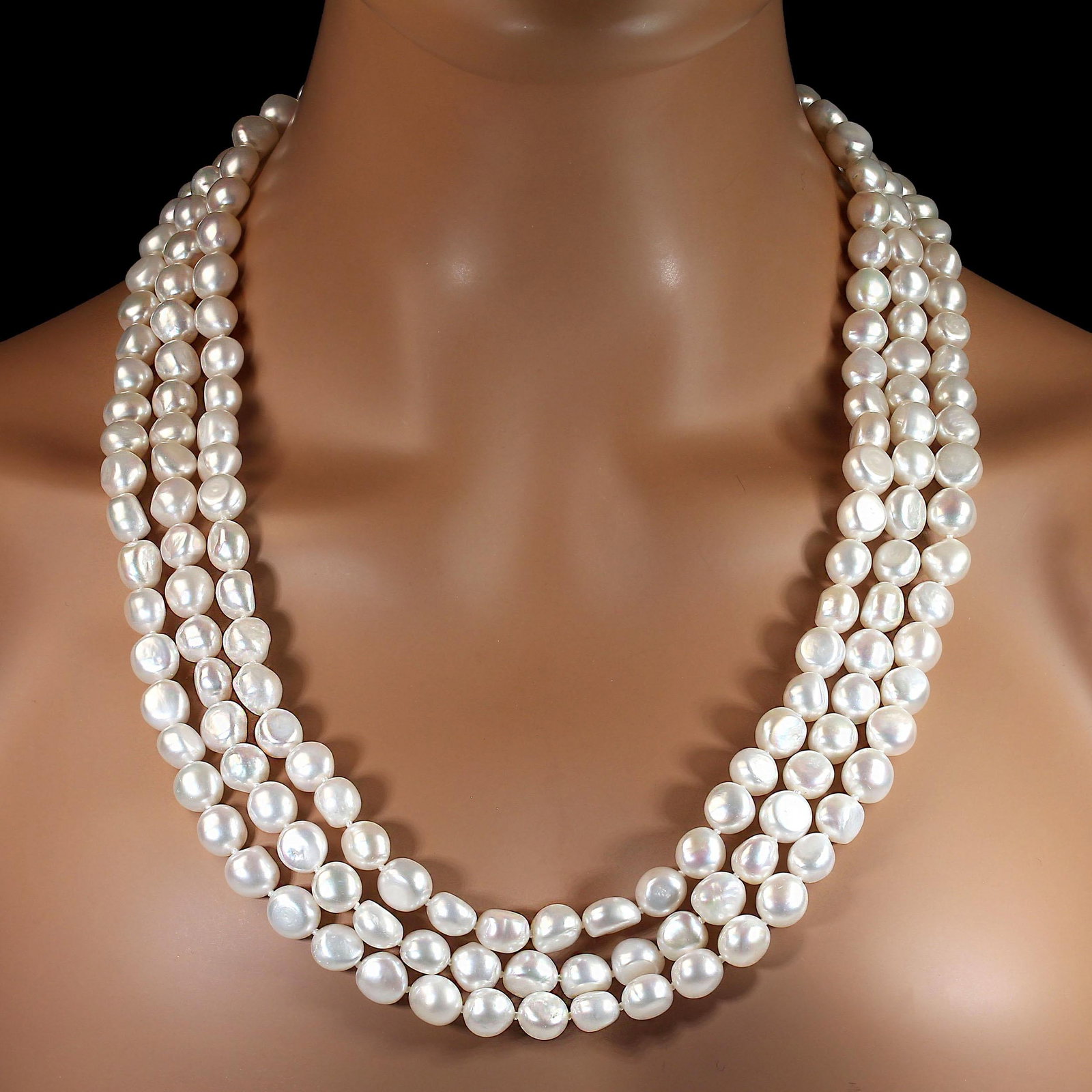 Ajd 80 Inch Freshwater Iridescent White Pearl Infinity Necklace - 2