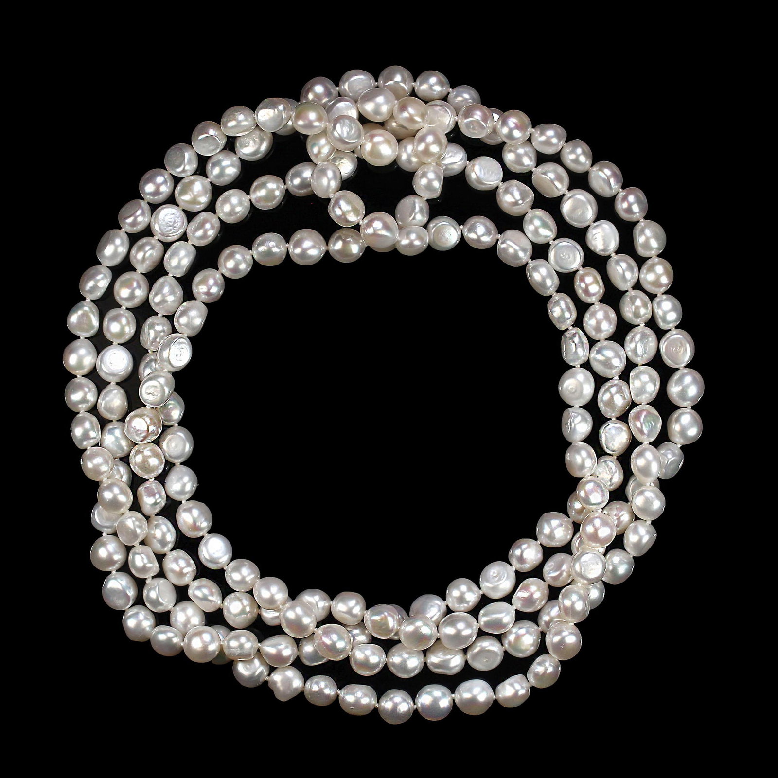 Ajd 80 Inch Freshwater Iridescent White Pearl Infinity Necklace - 3