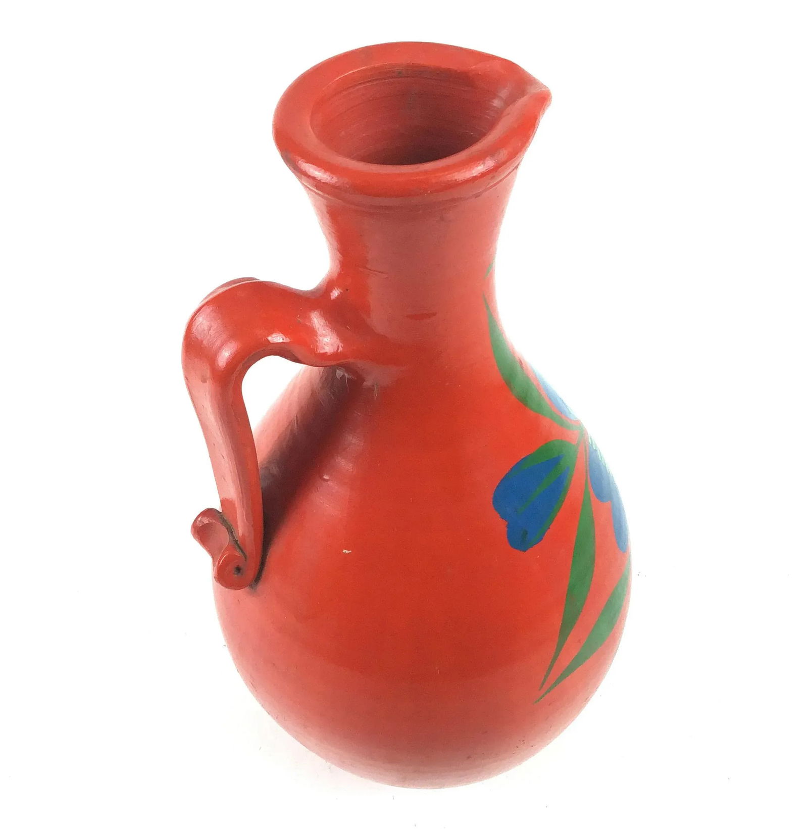 Vintage Poppy Red Hand Artisan Made Pottery Vase Signed - 7