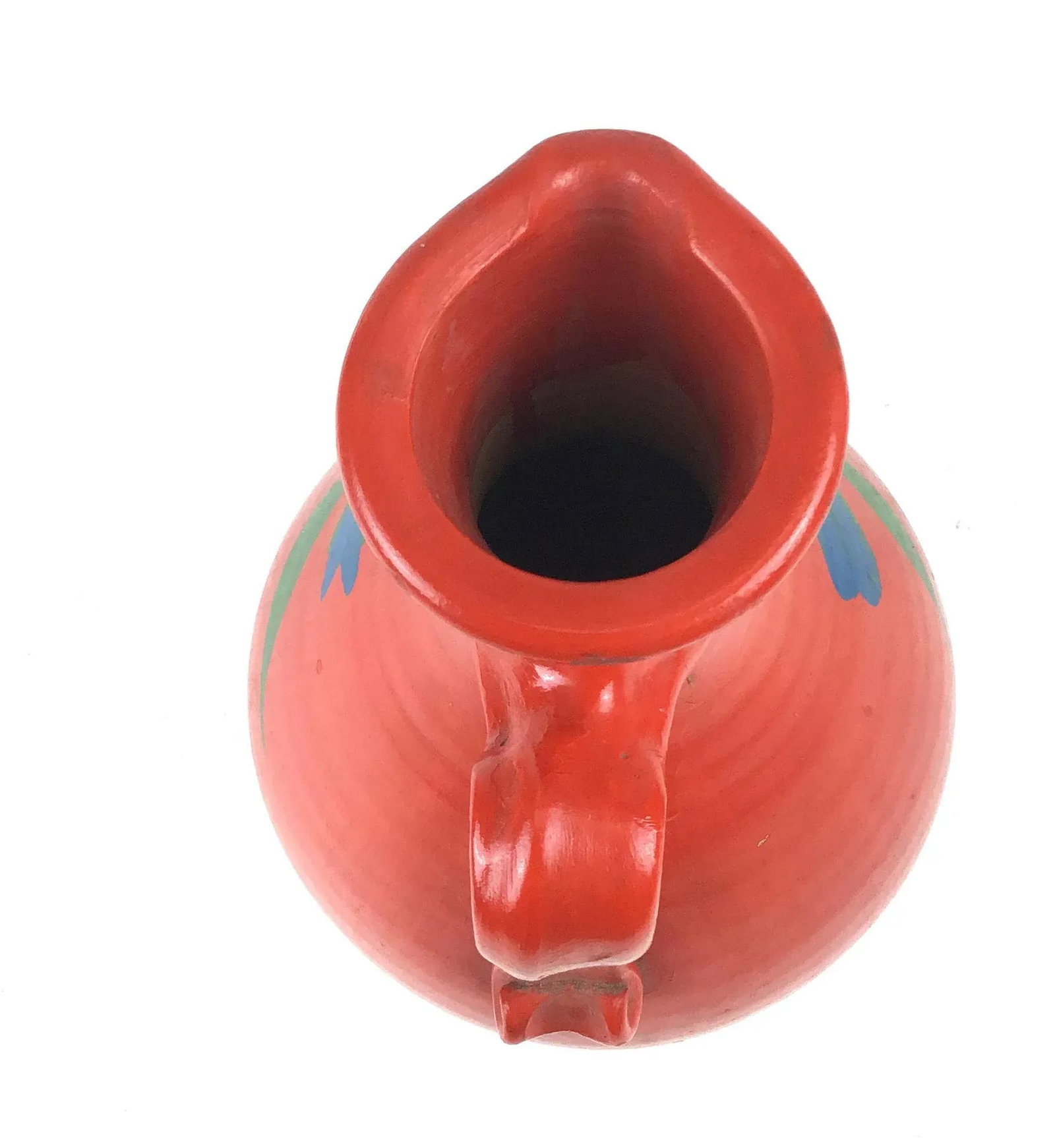 Vintage Poppy Red Hand Artisan Made Pottery Vase Signed - 8