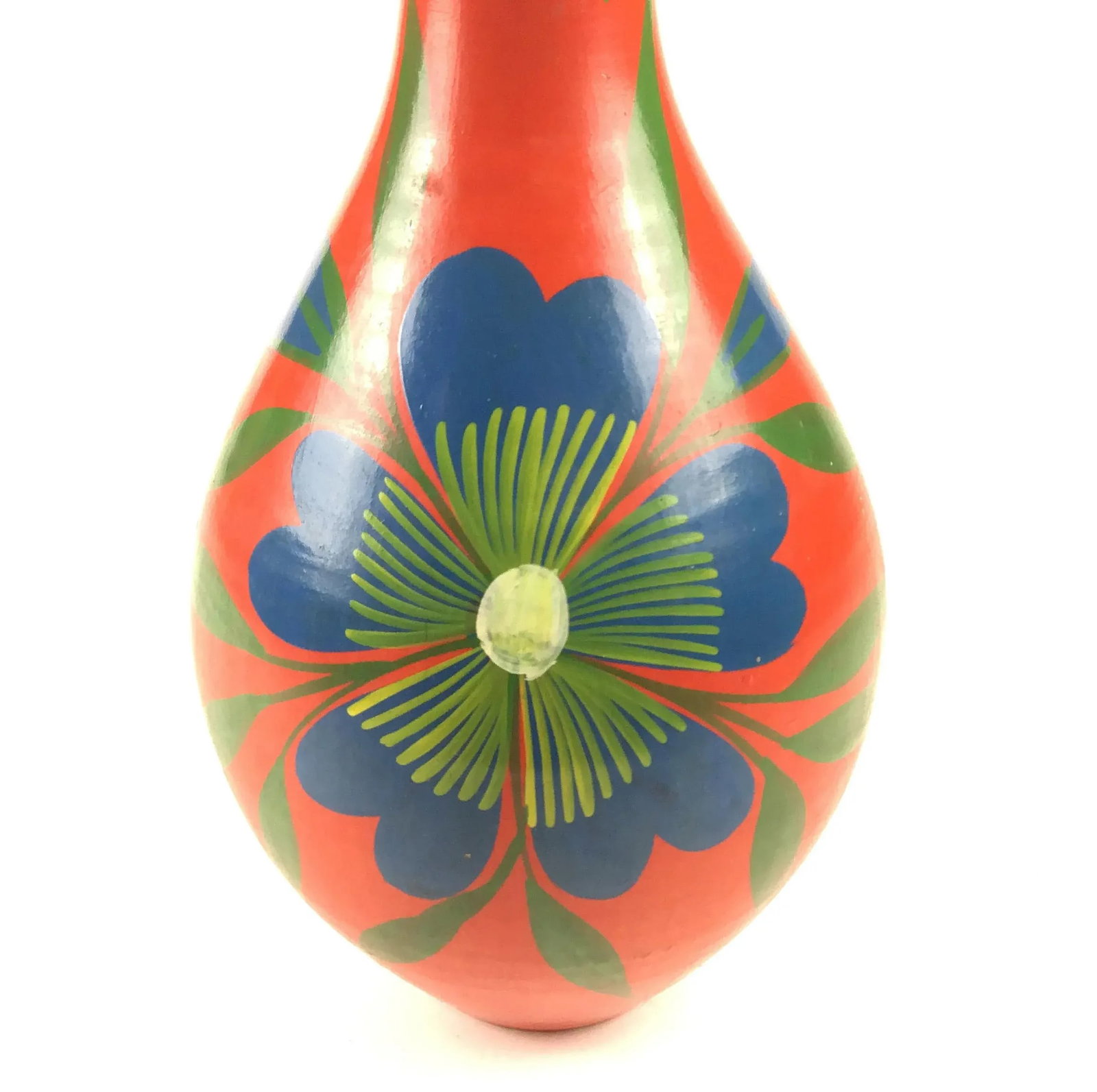 Vintage Poppy Red Hand Artisan Made Pottery Vase Signed - 9