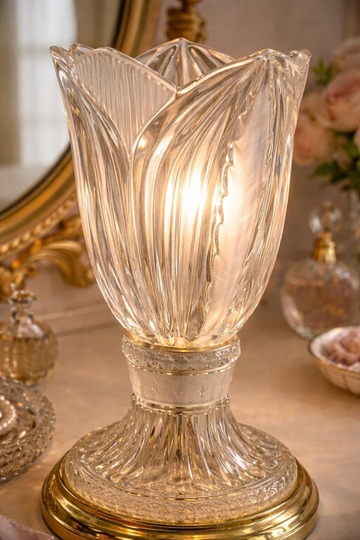 Vintage Cut Crystal Table Lamp With Brass Bases – 13.5" Tall - a Pair - 3