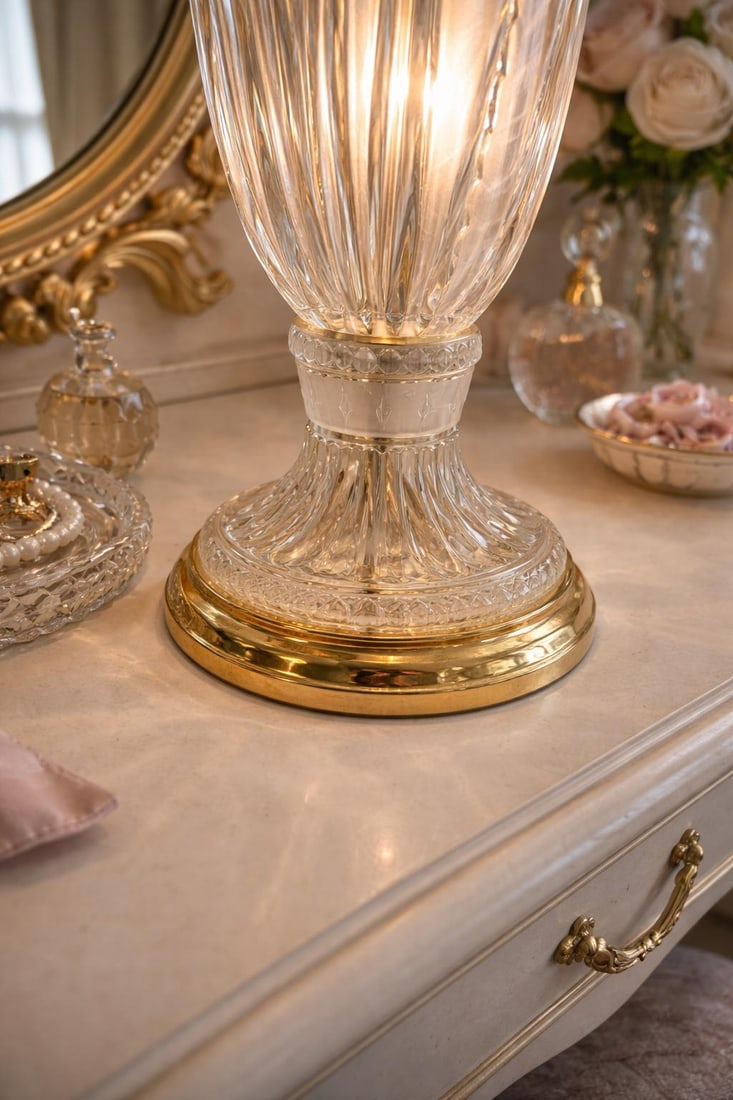 Vintage Cut Crystal Table Lamp With Brass Bases – 13.5" Tall - a Pair - 4