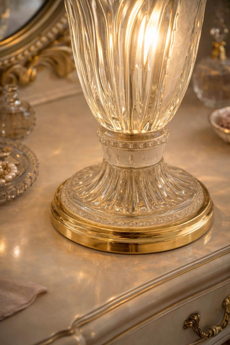 Vintage Cut Crystal Table Lamp With Brass Bases – 13.5" Tall - a Pair - 5