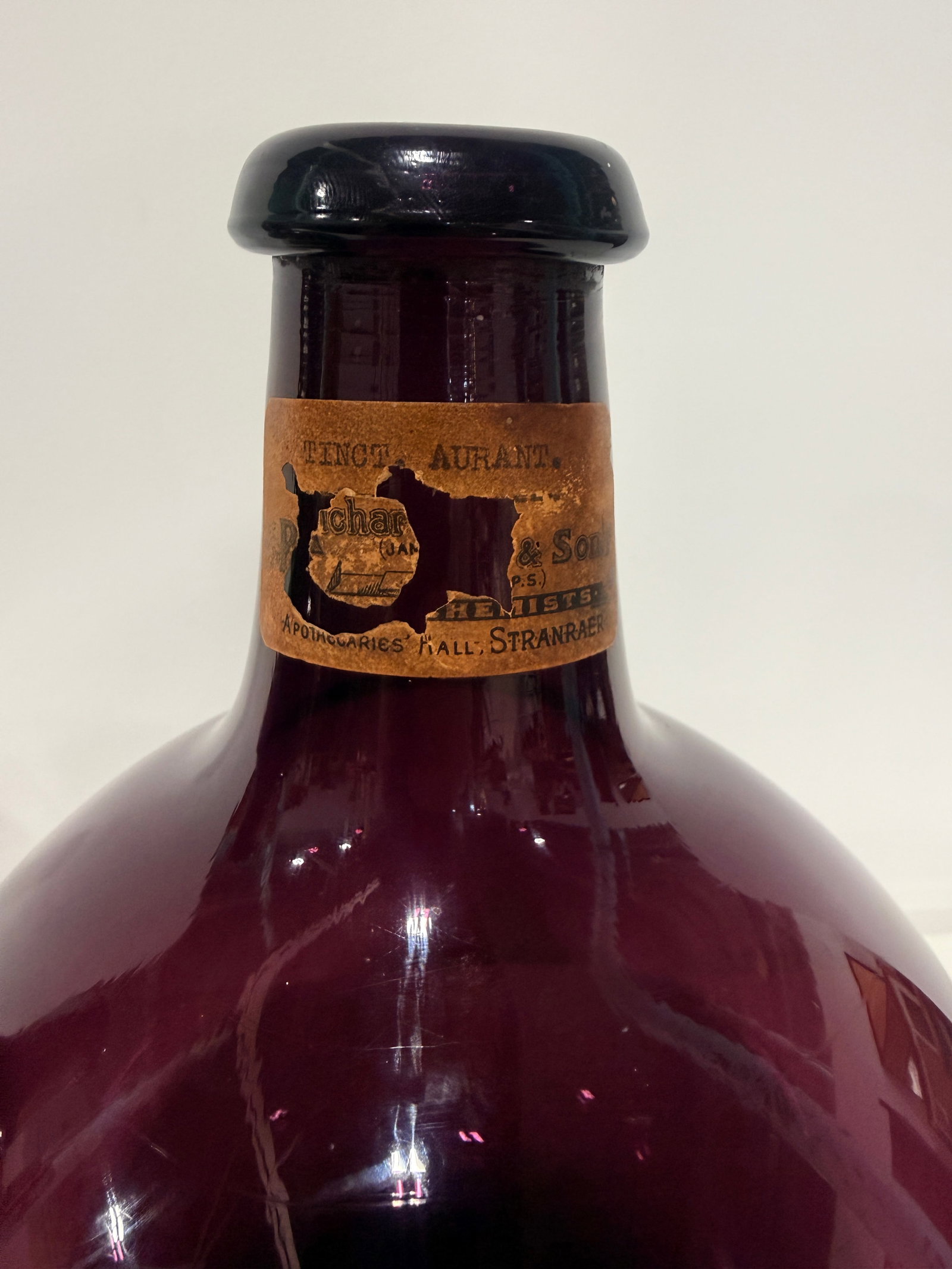 Pair, Scottish Apothecary Amethyst Glass Bottles, C. 1890 With Labels - 2