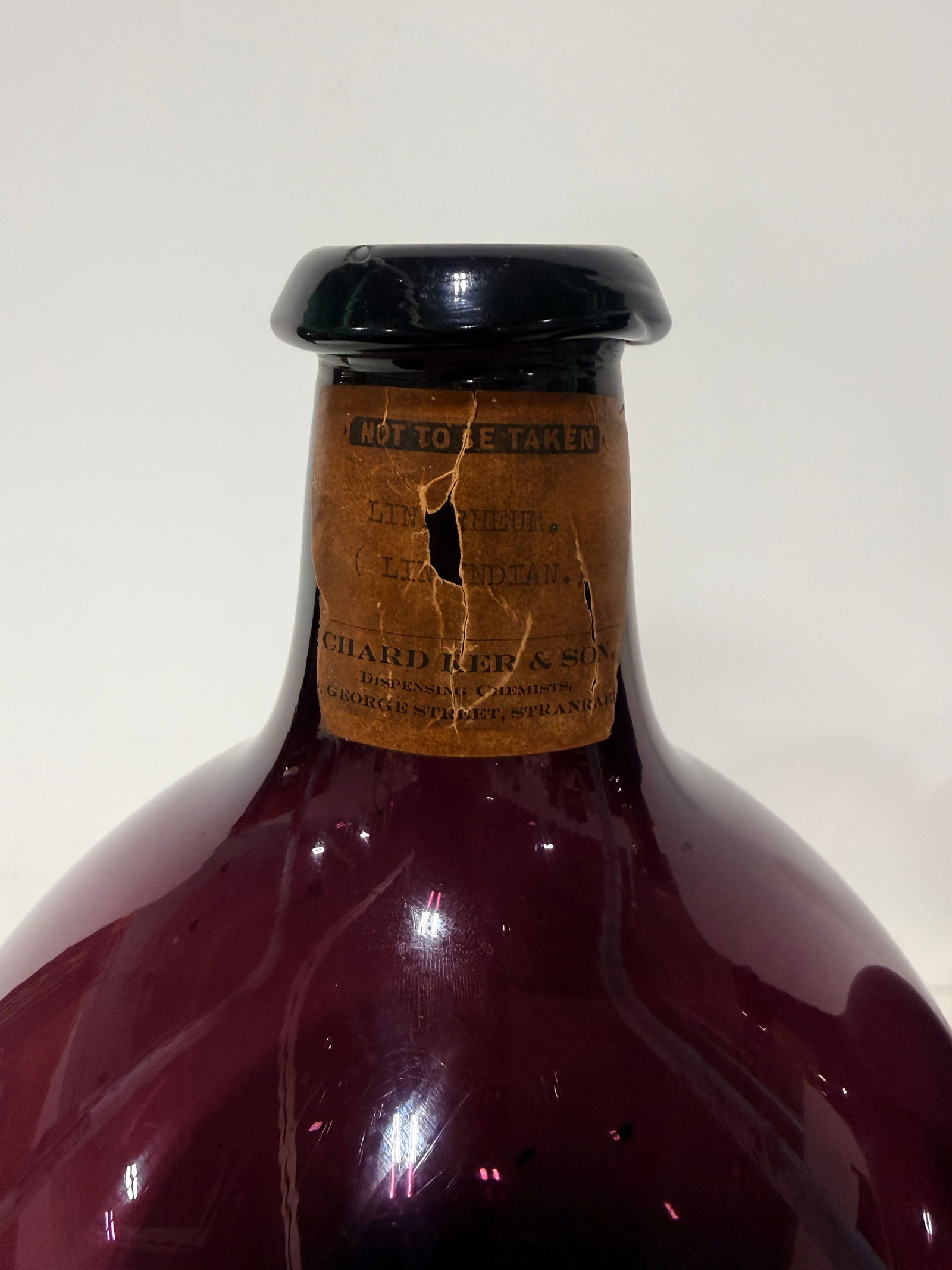 Pair, Scottish Apothecary Amethyst Glass Bottles, C. 1890 With Labels - 3