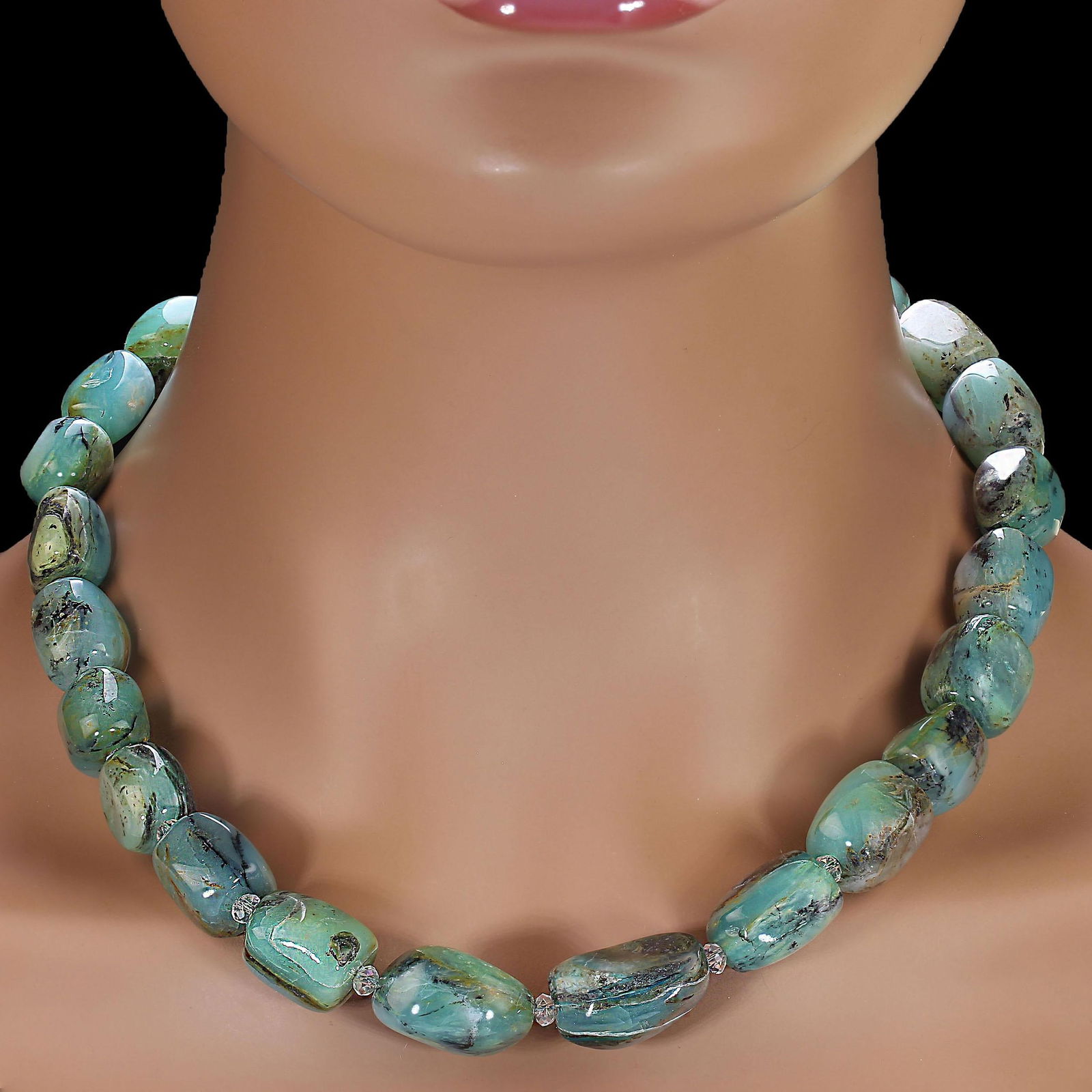 Ajd 19 Inch Blue-Green Peruvian Opal Nugget Necklace - 3