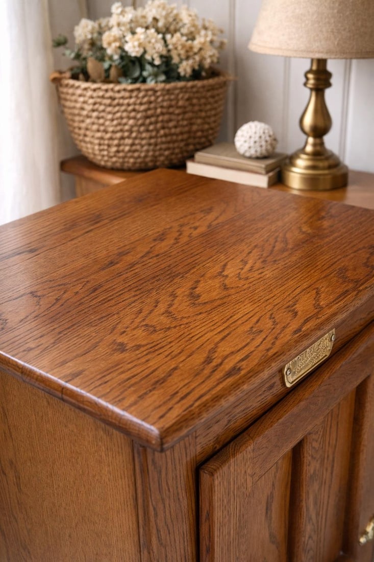 Vintage White Cap "Snooze Island" Oak Icebox-Style Cabinet – Brass Hardware – 22" W - 3