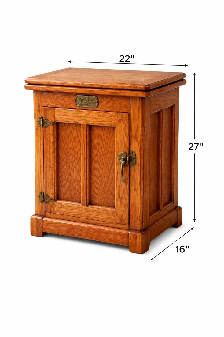 Vintage White Cap Swivel-Top Oak Nightstand – Aged Brass Hardware – 22" W - 7