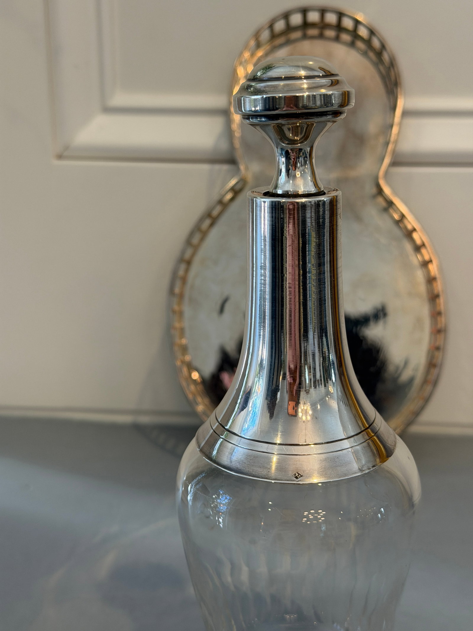 Antique French Sterling Apertif Set With Silver Plate Gallery Tray, 7pc Set - 10