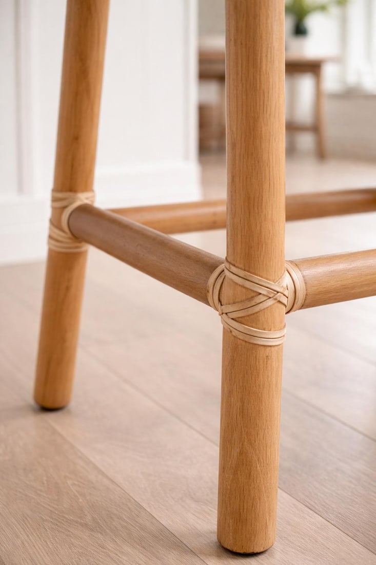 Architectural McGuire San Francisco Rattan Bar Height Stools – Pair | Hand-Lashed Rawhide | - 8