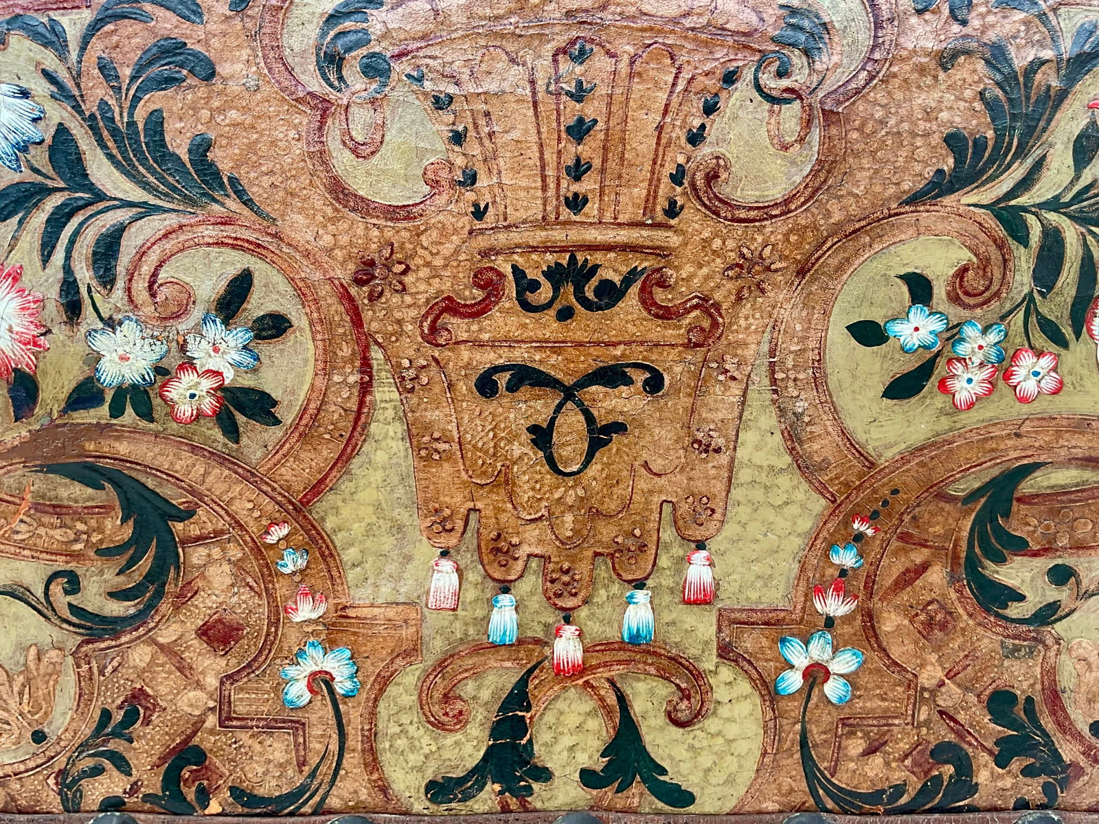 Italian Painted and Tooled Leather Panels a Pair - 10