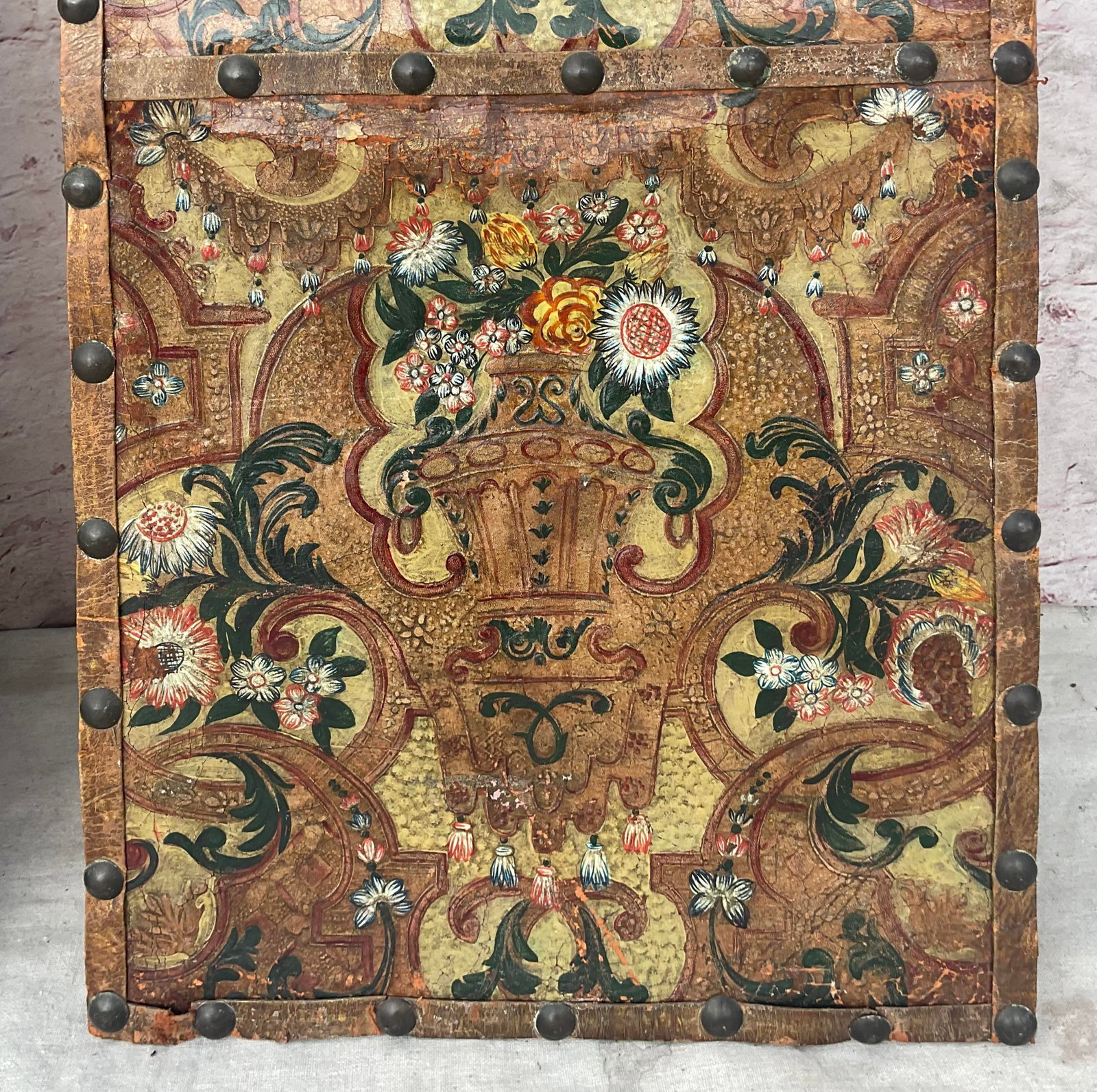 Italian Painted and Tooled Leather Panels a Pair - 6