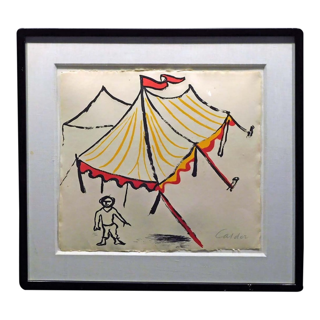 Alexander Calder "Circus Tent" Hand Signed Lithograph on Paper: Circus Tent by Alexander Calder Original Limited Edition Lithograph on Paper Hand signed by the artist Frame Size: 24" x 25.5 " Image Size: 16" x 17.5" black frame Edition Number: 17/60 100 percent gu