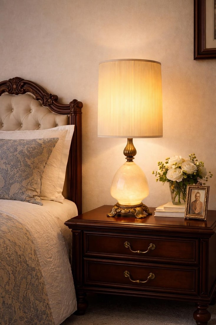 1950s Hollywood Regency Alabaster & Heavy Cast Brass Table Lamps – 35" - a Pair - 2