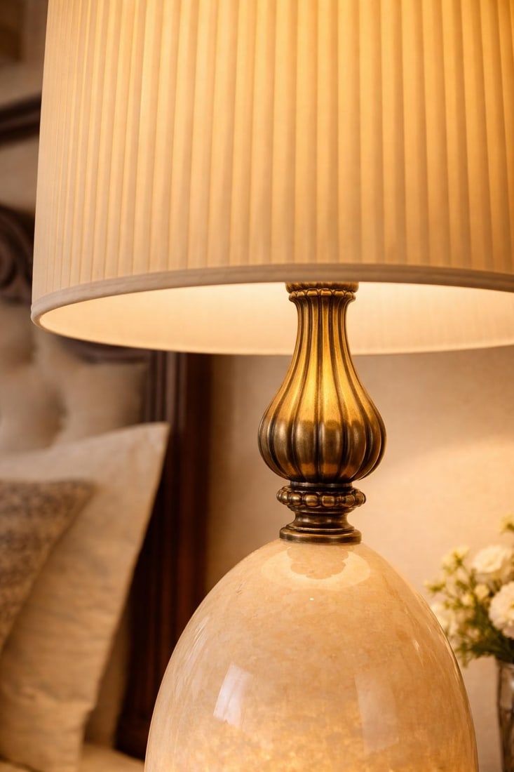 1950s Hollywood Regency Alabaster & Heavy Cast Brass Table Lamps – 35" - a Pair - 4