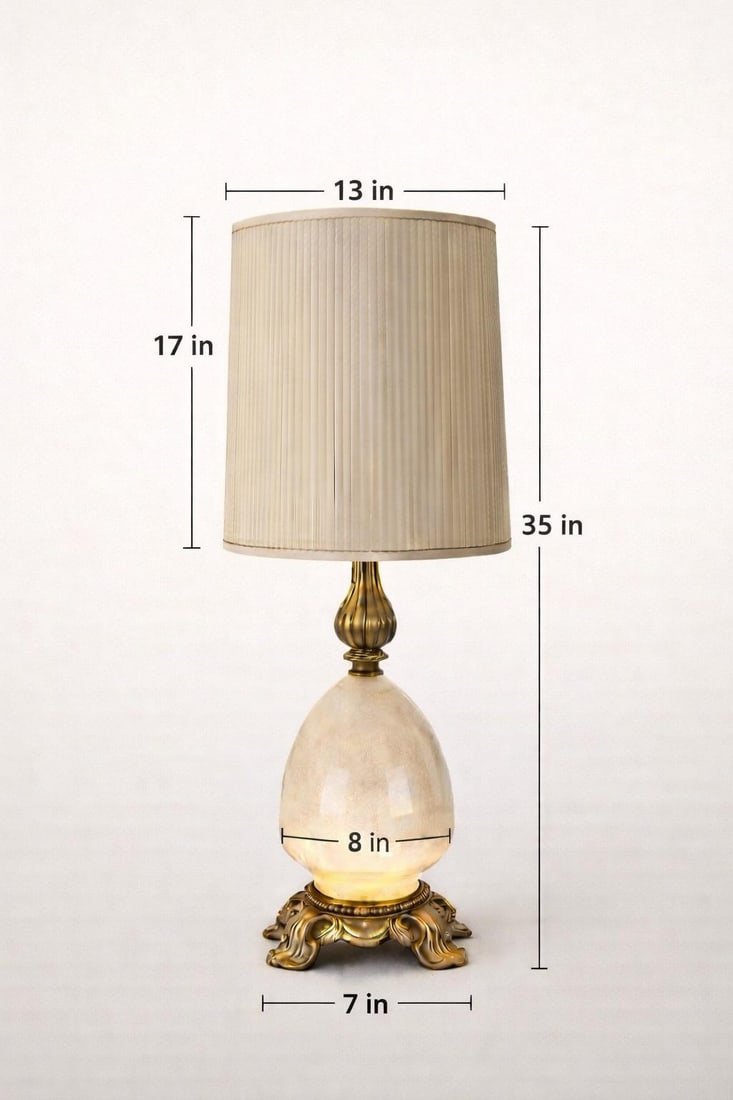 1950s Hollywood Regency Alabaster & Heavy Cast Brass Table Lamps – 35" - a Pair - 7