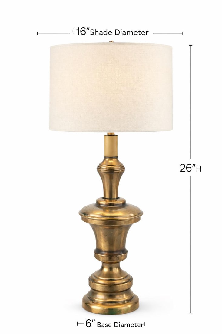 Vintage Solid Brass 3-Level Touch Table Lamp With Drum Shade, Circa 1980s - 8