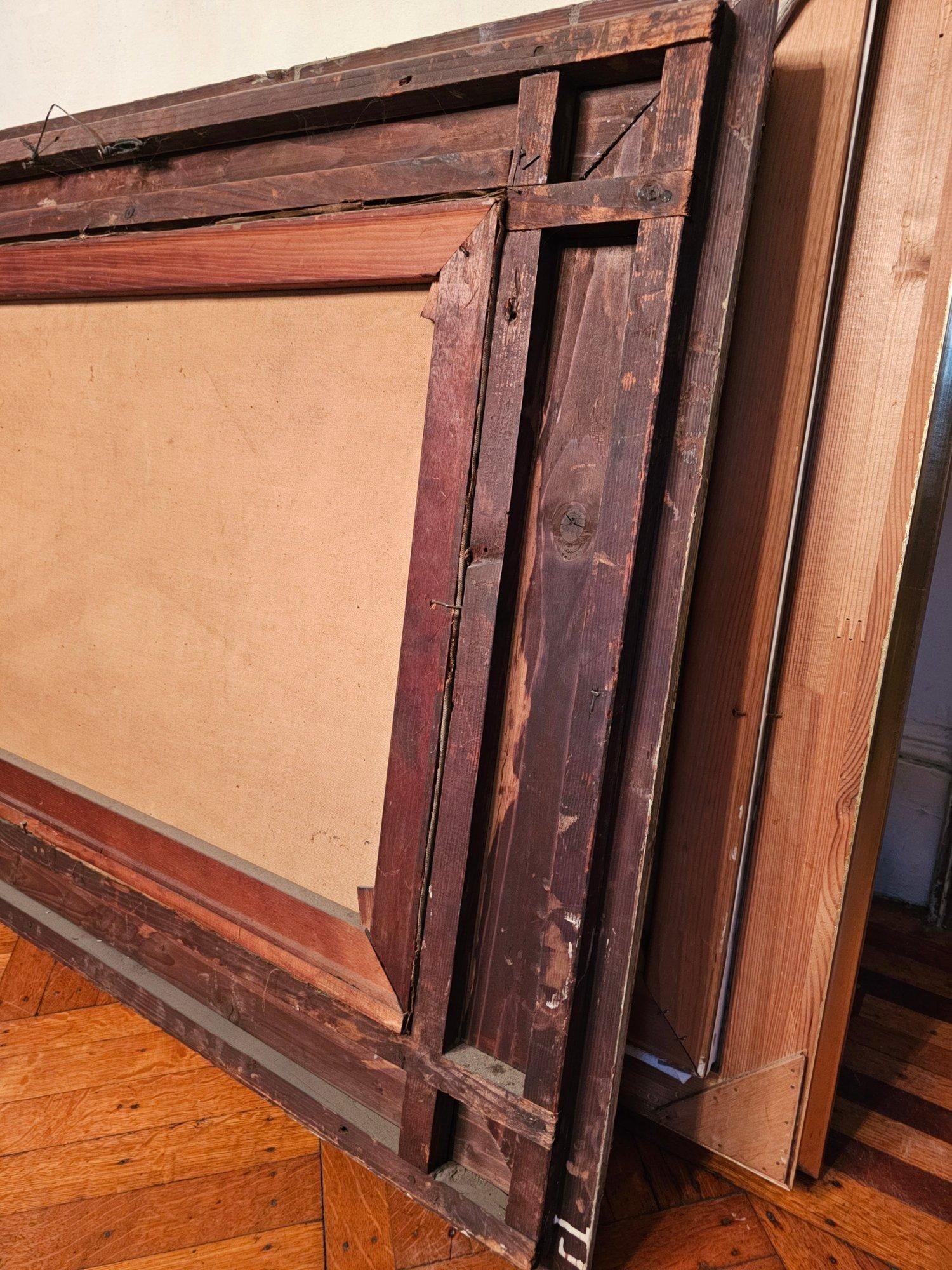 Large Antique Mountain Landscape Painting, Oil on Canvas, C. 1900, Antique Frame - 11