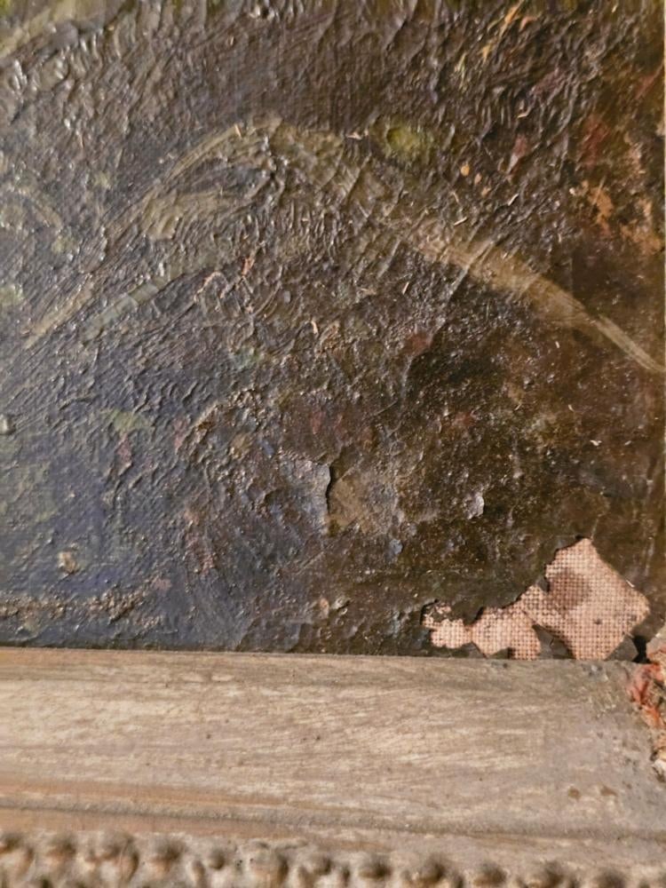 Large Antique Mountain Landscape Painting, Oil on Canvas, C. 1900, Antique Frame - 13