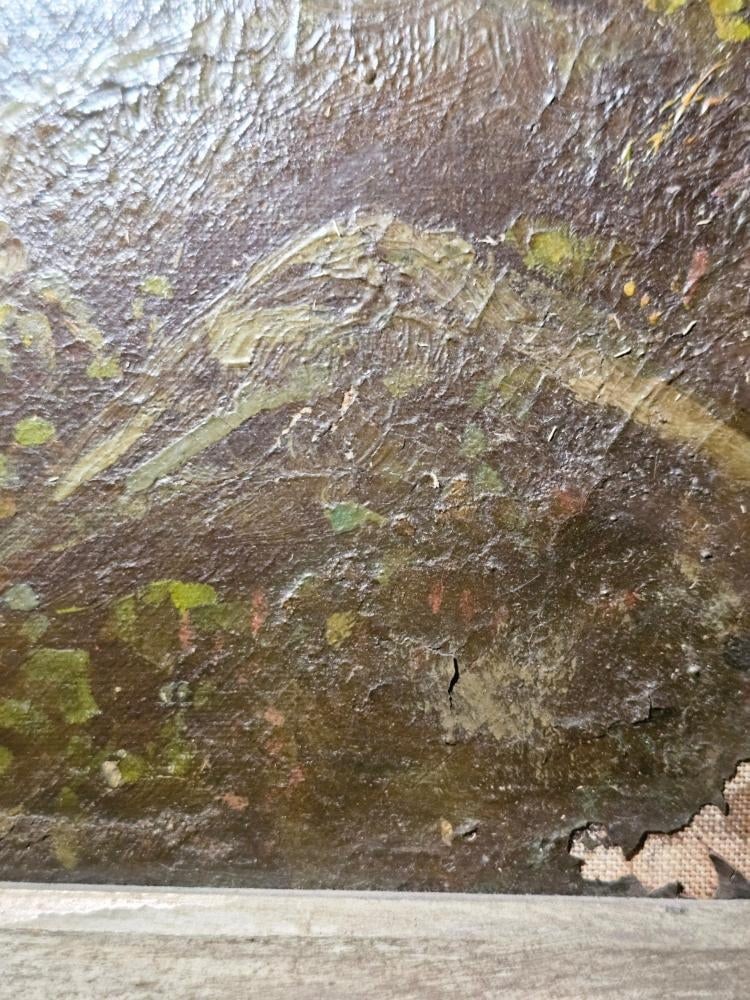 Large Antique Mountain Landscape Painting, Oil on Canvas, C. 1900, Antique Frame - 7