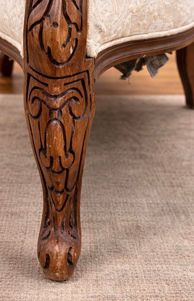 Antique Victorian Rococo Carved Walnut Armchair – Reupholstery-Ready Designer Frame - 7