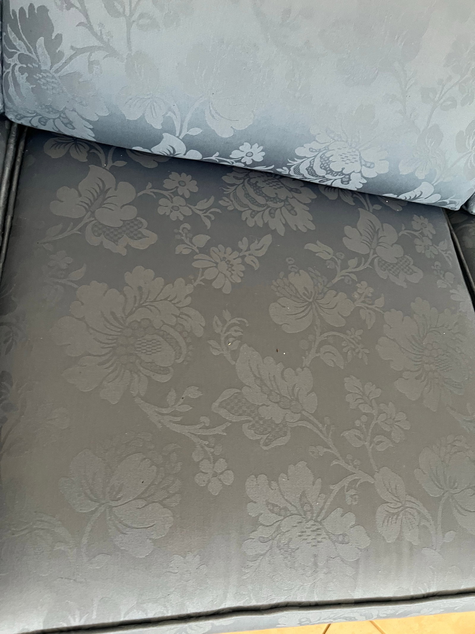 1990s Damask Blue Sofa - 5