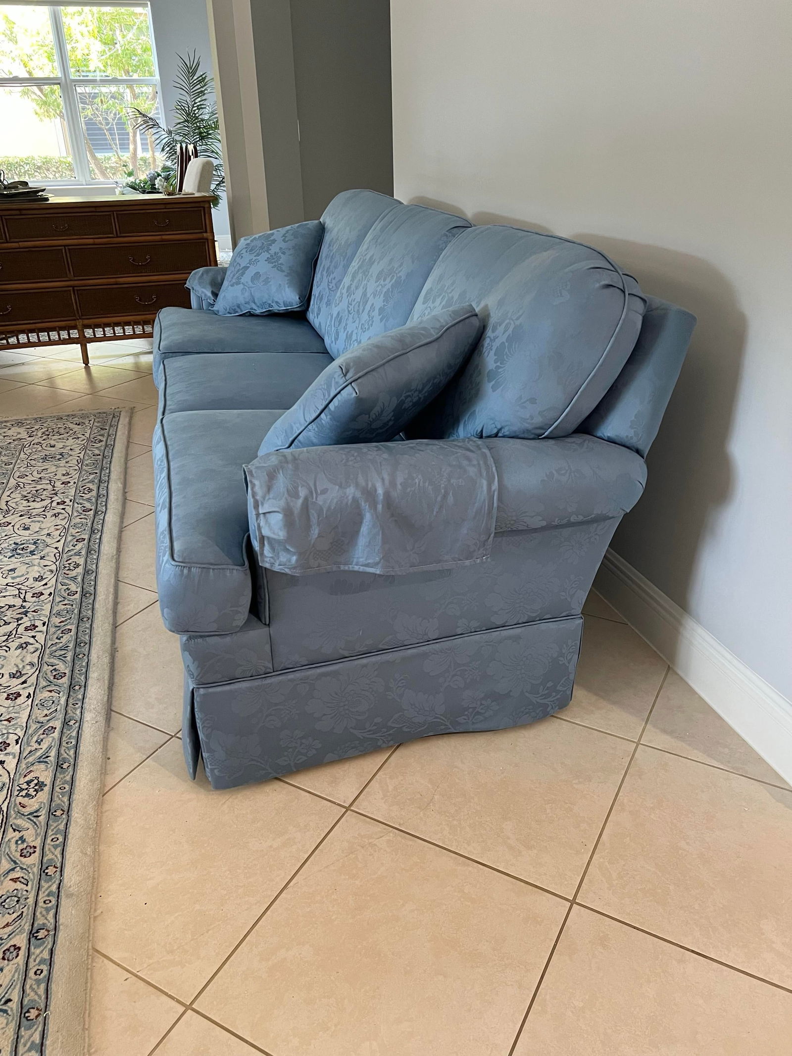 1990s Damask Blue Sofa - 7