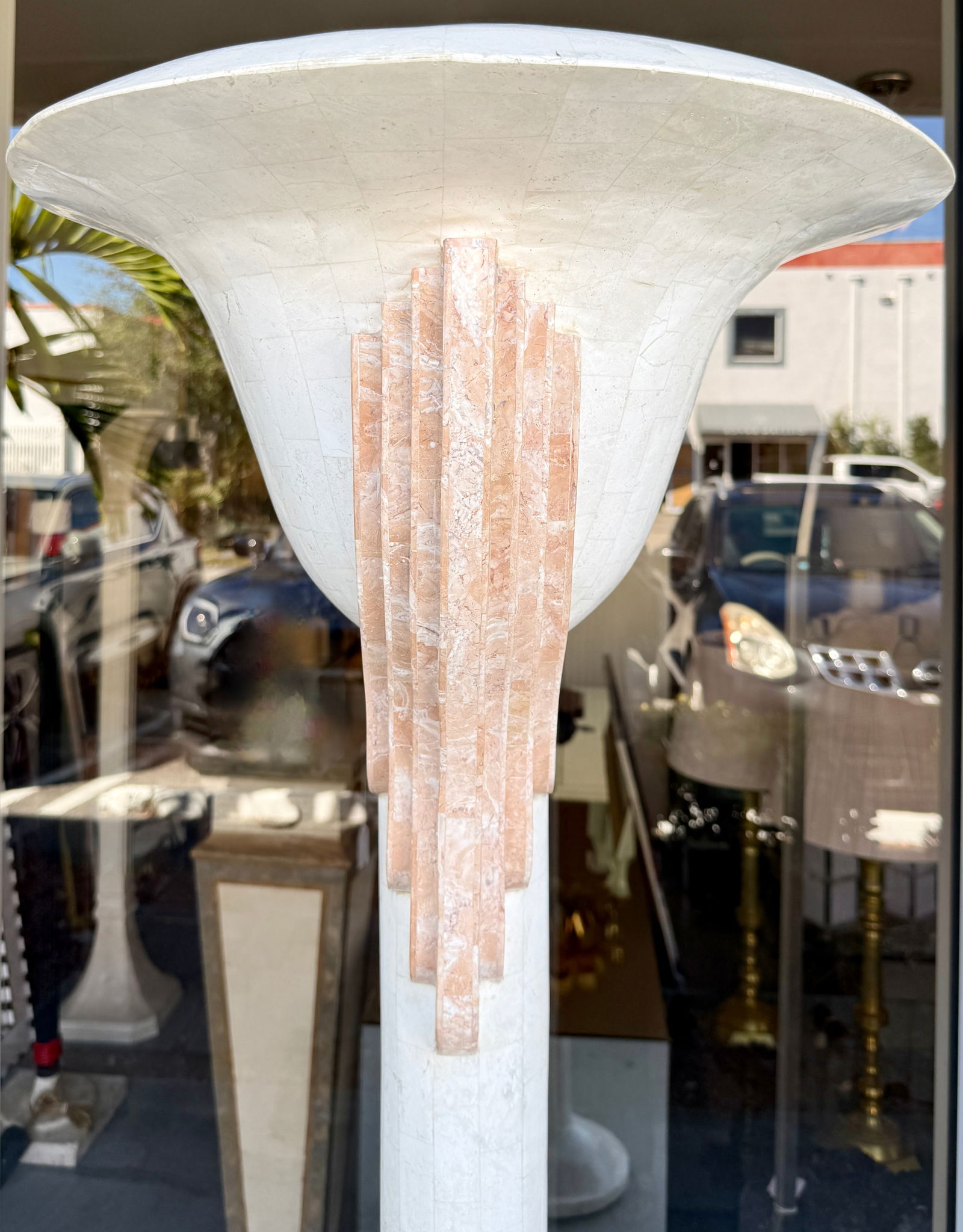 Italian Art Deco Style Tessellated Stone Torchiere From 80's - 7