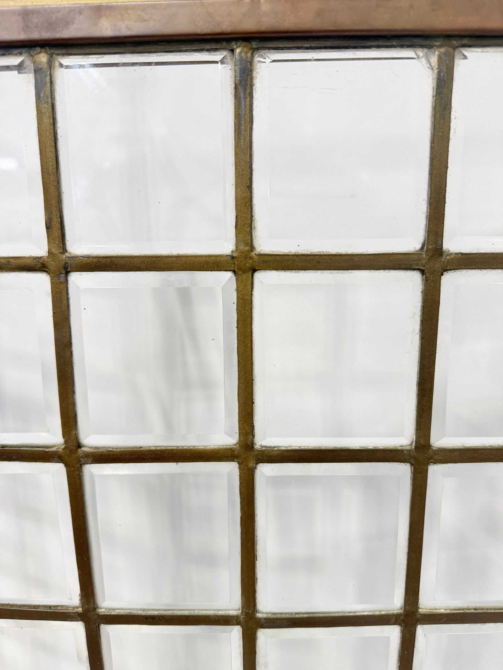 Unusual Edwardian Brass and Beveled Glass Folding Fire Screen, Late 19th C - 6